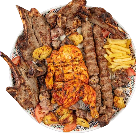 Portion Lamb Chops, Lamb Tikka, Chicken Wings, Chicken Tikka, 4 Seekh Kebab & Doner, Chips, 1.5liter Drink